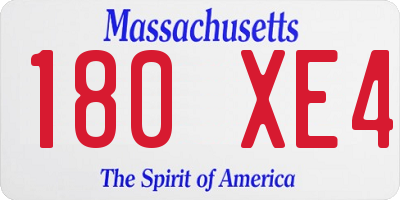 MA license plate 180XE4