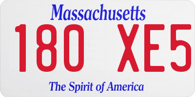 MA license plate 180XE5