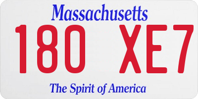 MA license plate 180XE7
