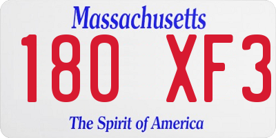 MA license plate 180XF3