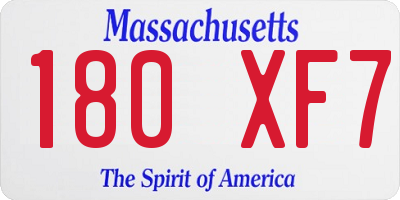 MA license plate 180XF7