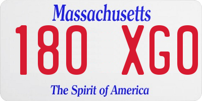 MA license plate 180XG0