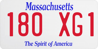MA license plate 180XG1