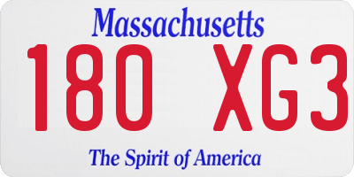 MA license plate 180XG3