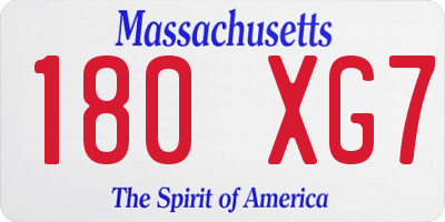 MA license plate 180XG7