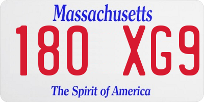 MA license plate 180XG9