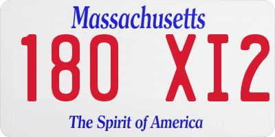 MA license plate 180XI2