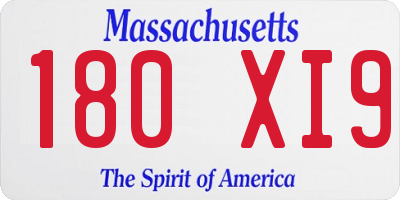 MA license plate 180XI9