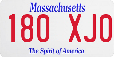 MA license plate 180XJ0
