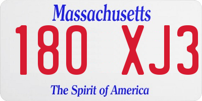 MA license plate 180XJ3