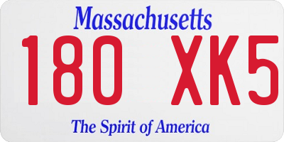MA license plate 180XK5