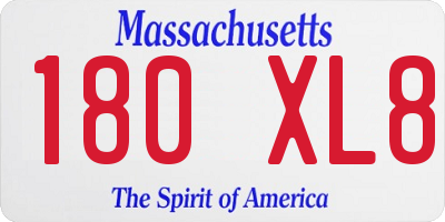 MA license plate 180XL8
