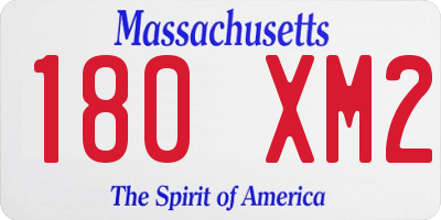 MA license plate 180XM2