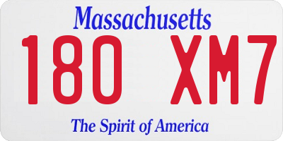 MA license plate 180XM7