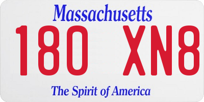 MA license plate 180XN8