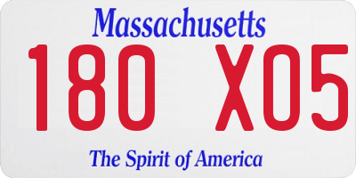MA license plate 180XO5