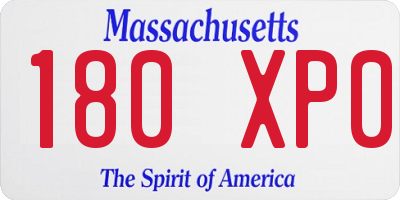 MA license plate 180XP0