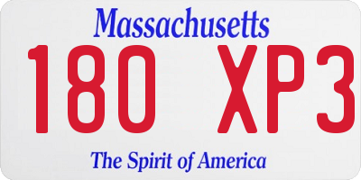 MA license plate 180XP3