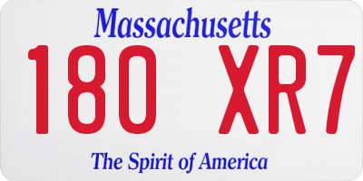 MA license plate 180XR7