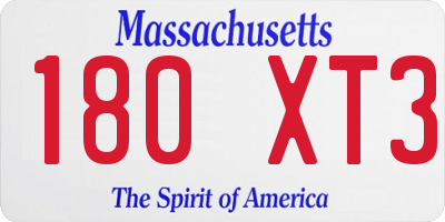 MA license plate 180XT3