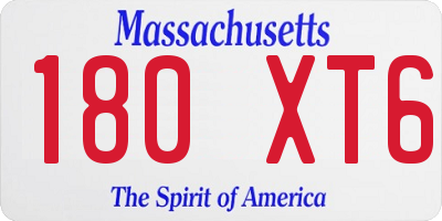 MA license plate 180XT6