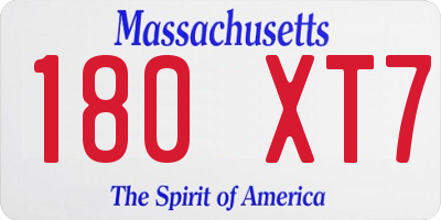 MA license plate 180XT7