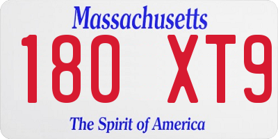 MA license plate 180XT9