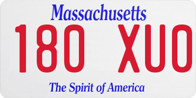 MA license plate 180XU0