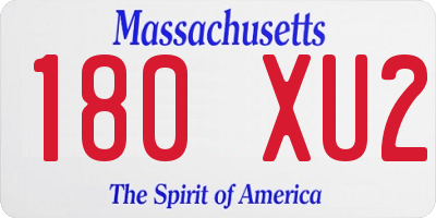 MA license plate 180XU2