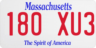 MA license plate 180XU3