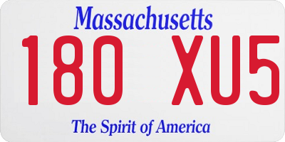 MA license plate 180XU5