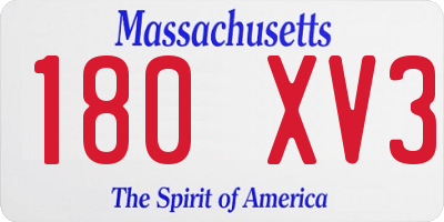 MA license plate 180XV3