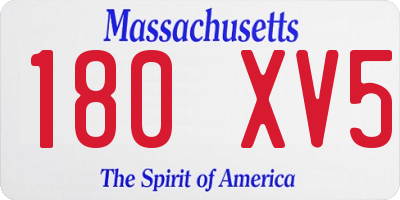 MA license plate 180XV5