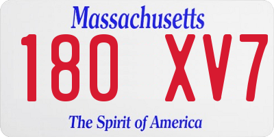 MA license plate 180XV7