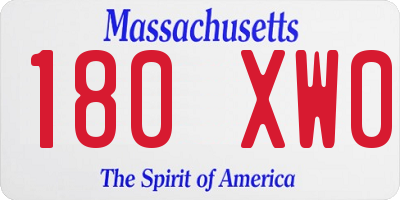 MA license plate 180XW0