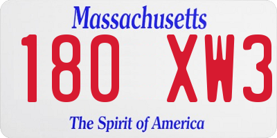 MA license plate 180XW3