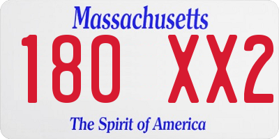 MA license plate 180XX2