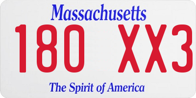 MA license plate 180XX3
