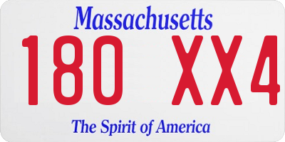 MA license plate 180XX4