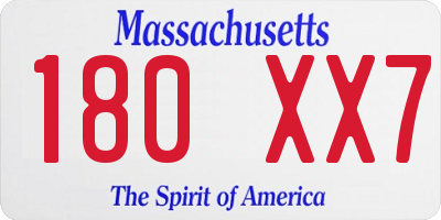 MA license plate 180XX7