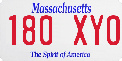 MA license plate 180XY0