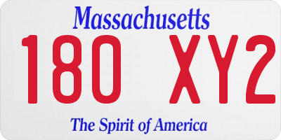MA license plate 180XY2