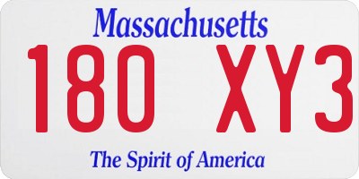MA license plate 180XY3