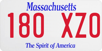 MA license plate 180XZ0