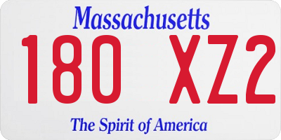 MA license plate 180XZ2