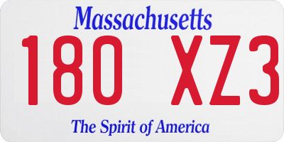 MA license plate 180XZ3
