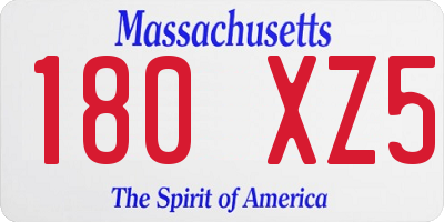 MA license plate 180XZ5
