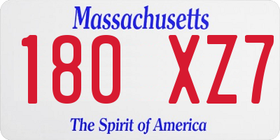 MA license plate 180XZ7