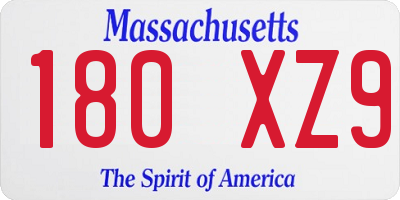 MA license plate 180XZ9