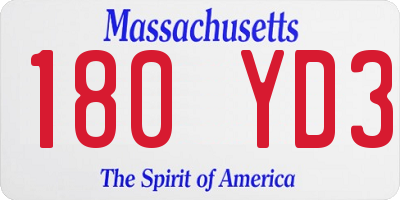 MA license plate 180YD3